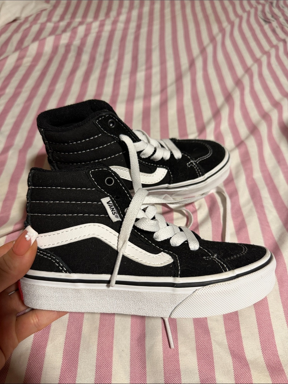 Vans Kids Black and White High-Top Skate Sneakers